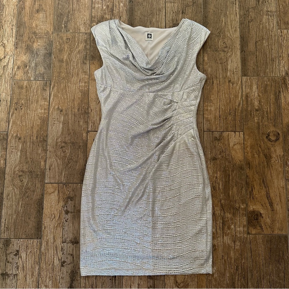 Anne Klein Metallic Silver Dress